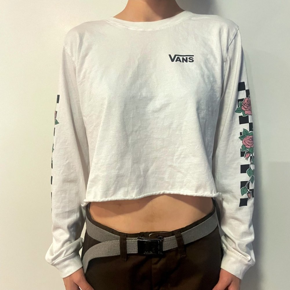 White Vans long sleeve crop top, M
